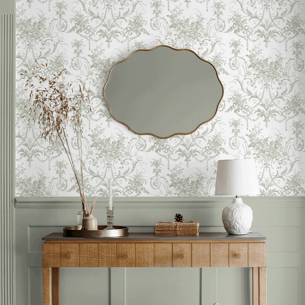 Tuileries Wallpaper 130112 by Laura Ashley in Sage Green